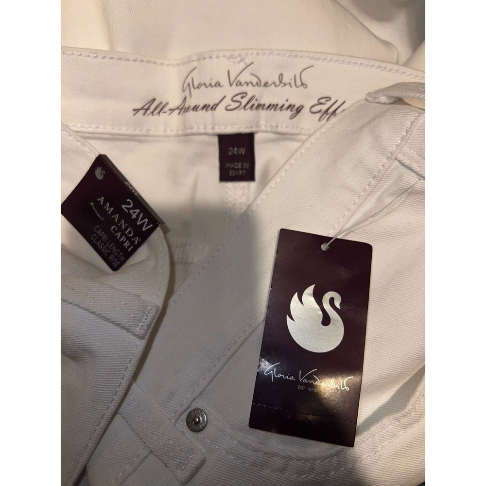 Gloria Vanderbilt Amanda Capri White Jeans Womens 24W Classic Rise Slimming New - Picture 3 of 3